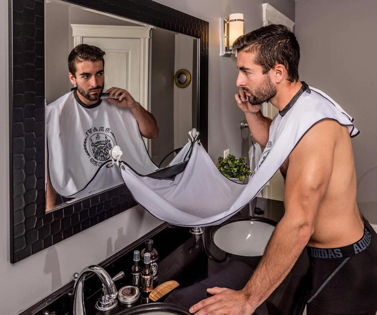 Beard bib, beard hair catcher, beard trimming net, beard shaving bib, suction cup mirror beard bib