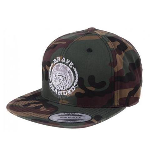 FLAT BILL SNAPBACK CAMO, bravenbearded snapback, bravenbearded hat, snapback, hat, black snapback, beard snapback, beard hat