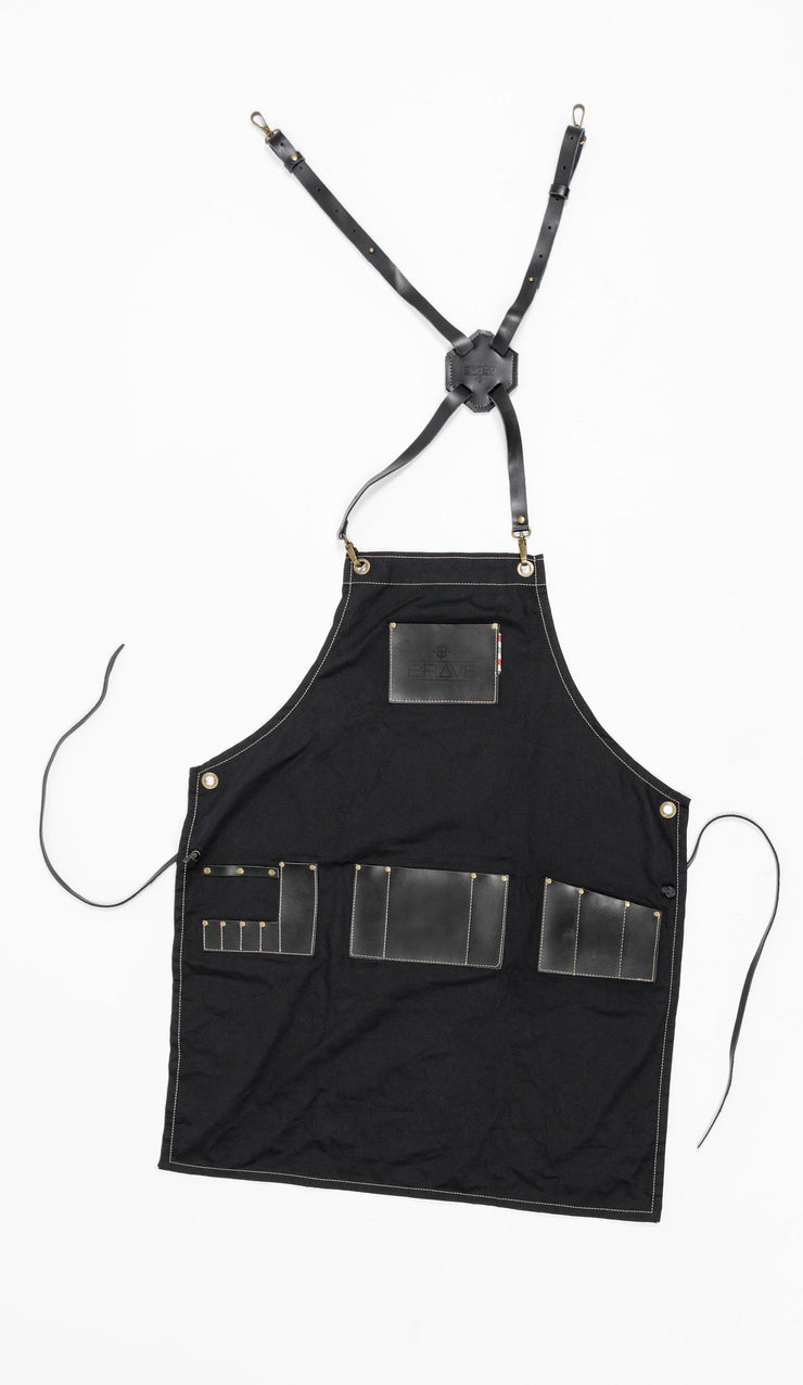 barber apron, barber wear, barber gear, full length barber apron, apron, barber apparel, bravenbearded apparel, salon apron, hair cutters apron, hair dressers apron, black apron
