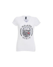 Beard Love Women's white v-neck, bravenbearded clothes, bravenbearded apparel, womens clothing, beard clothes, brave apparel, v-neck, womens v-neck